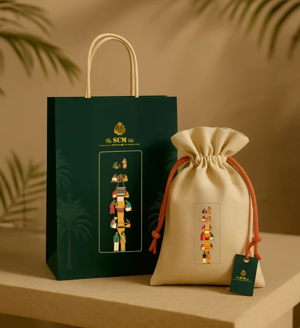 A green SCM Silk shopping bag by Second Thought