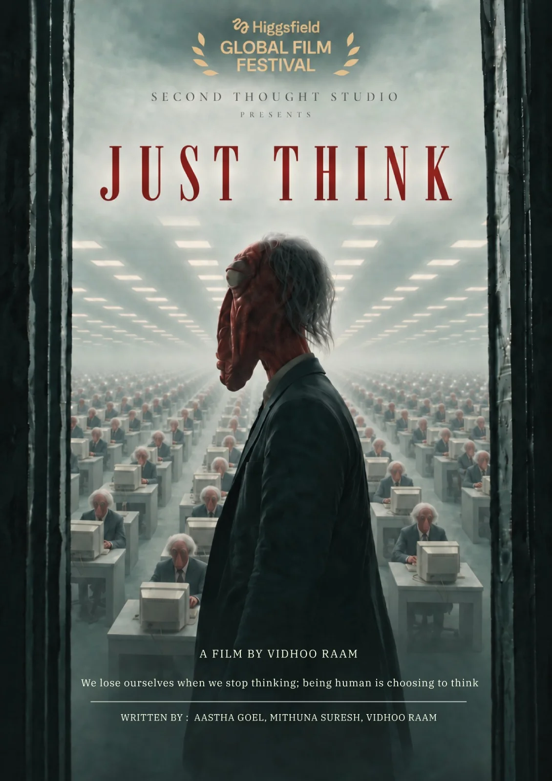 Poster for Just Think, an AI short film by Vidhoo Raam