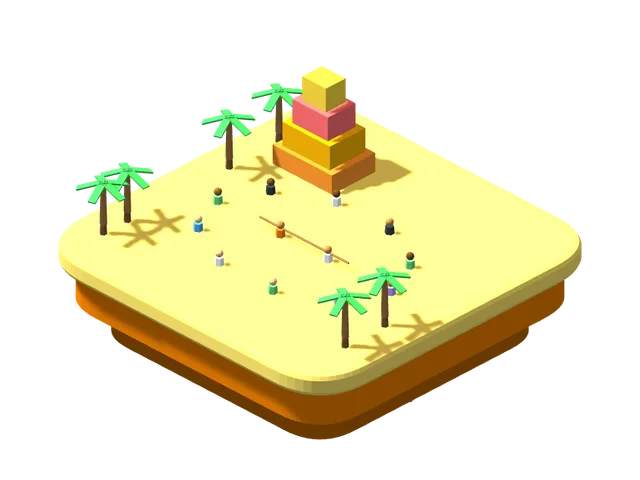 A miniature island illustrating: Learning Silambam