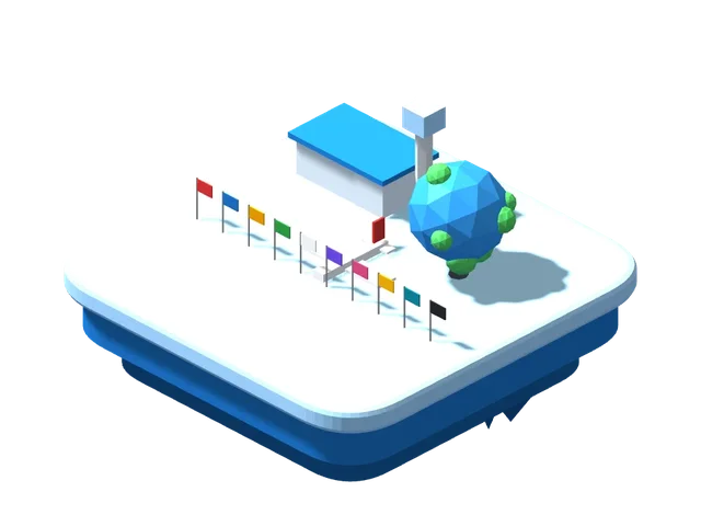A miniature island illustrating: Travelled to 10 countries